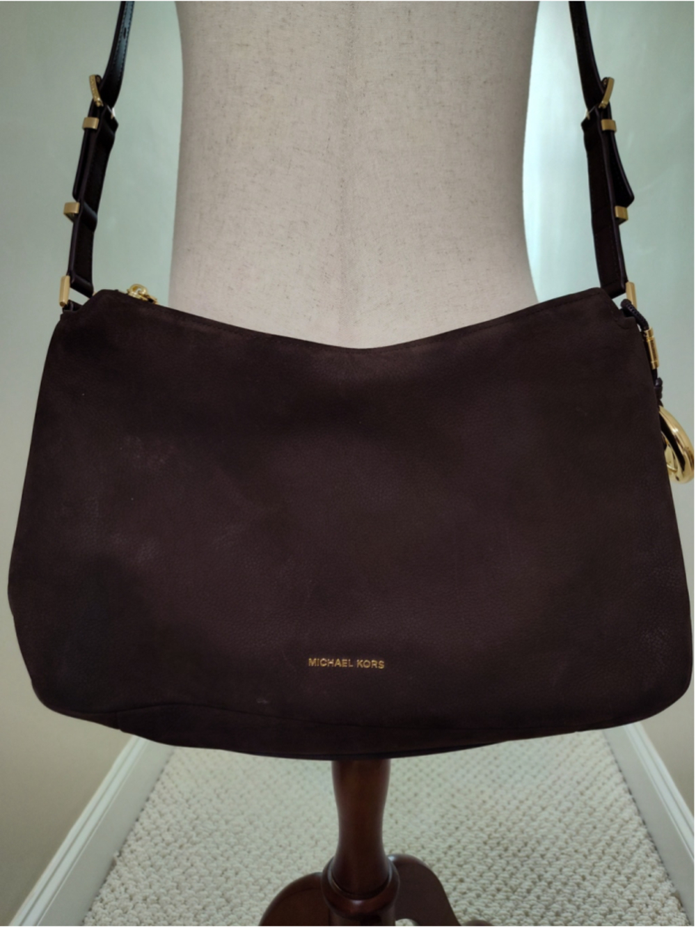 Women's Michael Kors Brown Suede Hobo Bag, One Size